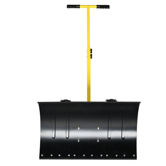 29" Wheeled Snow Pusher Shovel: Adjustable Handle Heavy-Duty Plow