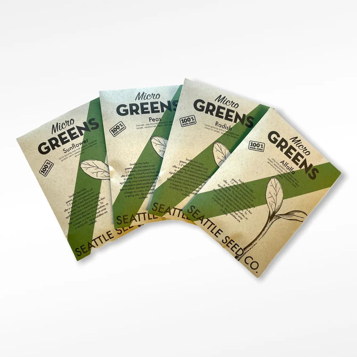 Microgreens Seed Sampler Pack - 4 Non-GMO Varieties, 1 oz Each