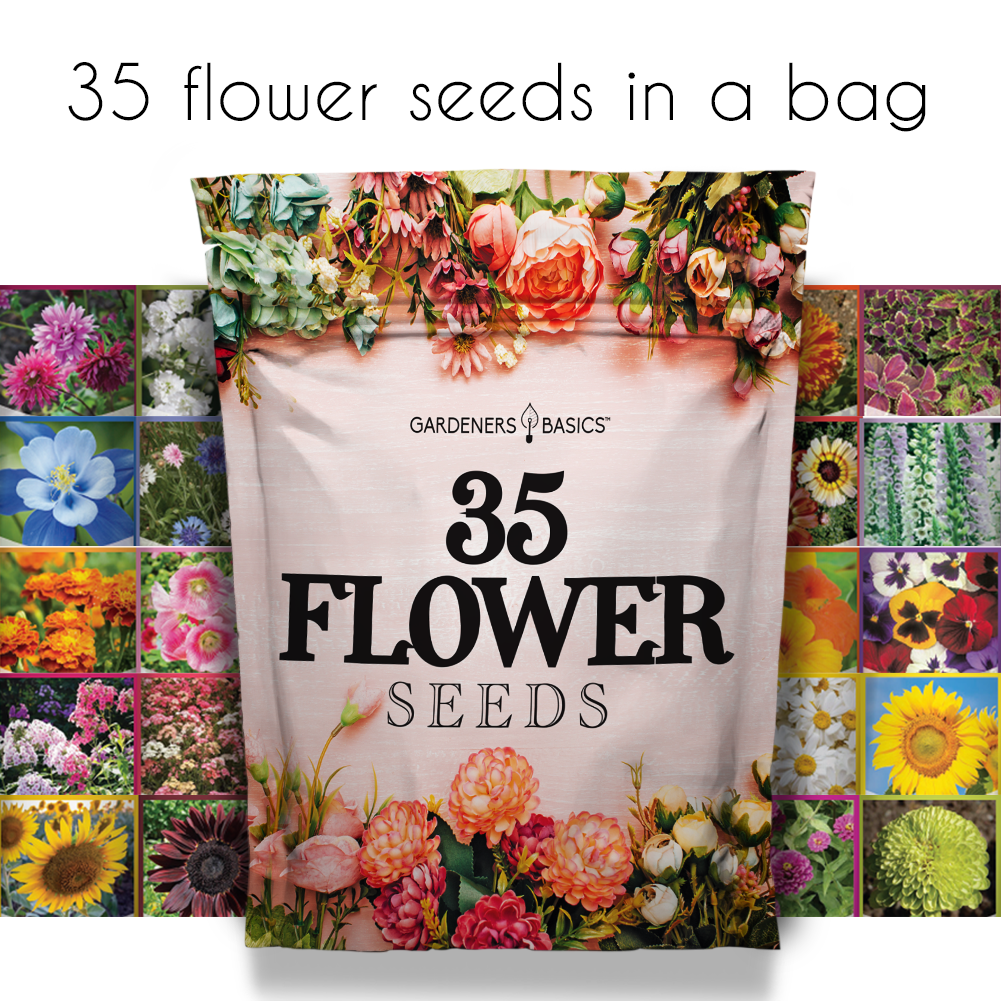 35 Flower Seed Variety Pack – Heirloom, Non-GMO, Pollinator Garden Mix