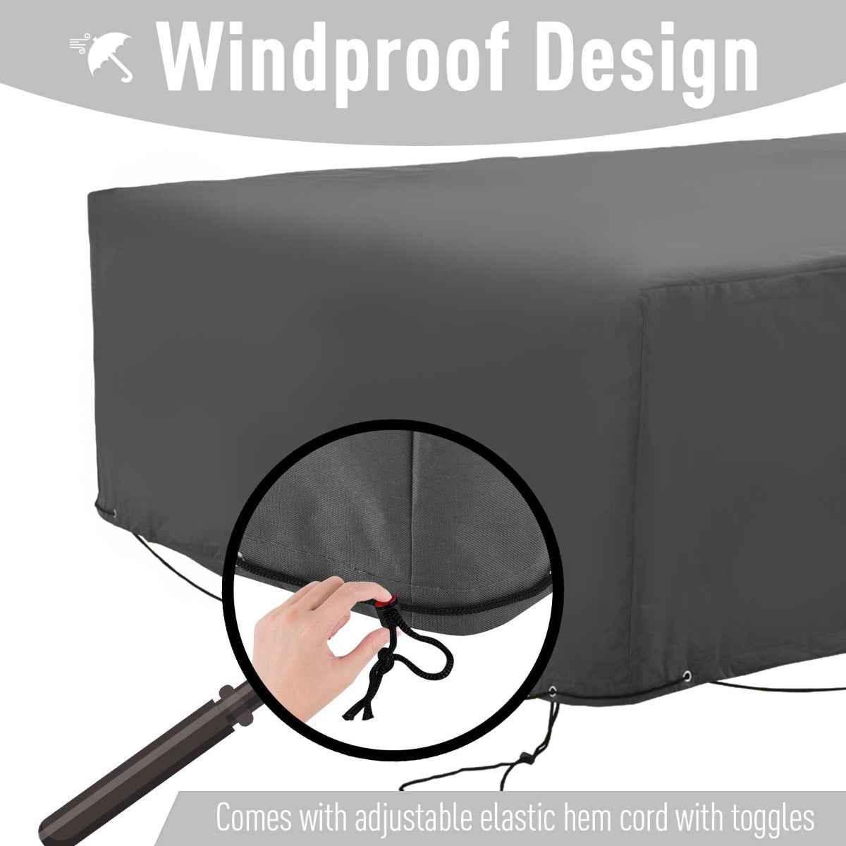 Outdoor Sectional Furniture Cover, 96.5 x 65 x 26 In, Gray