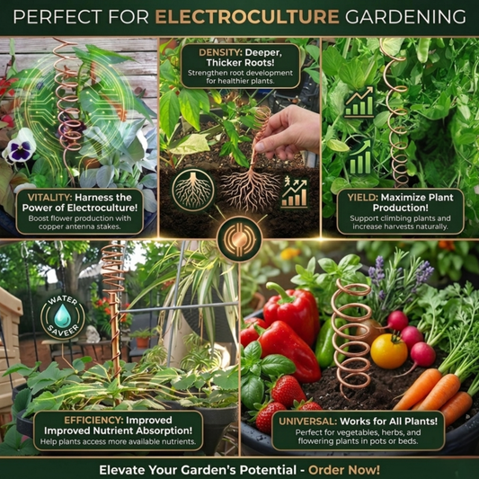 8-Pack Copper Electroculture Garden Stakes & 3 Spatula Tools for Raised Beds