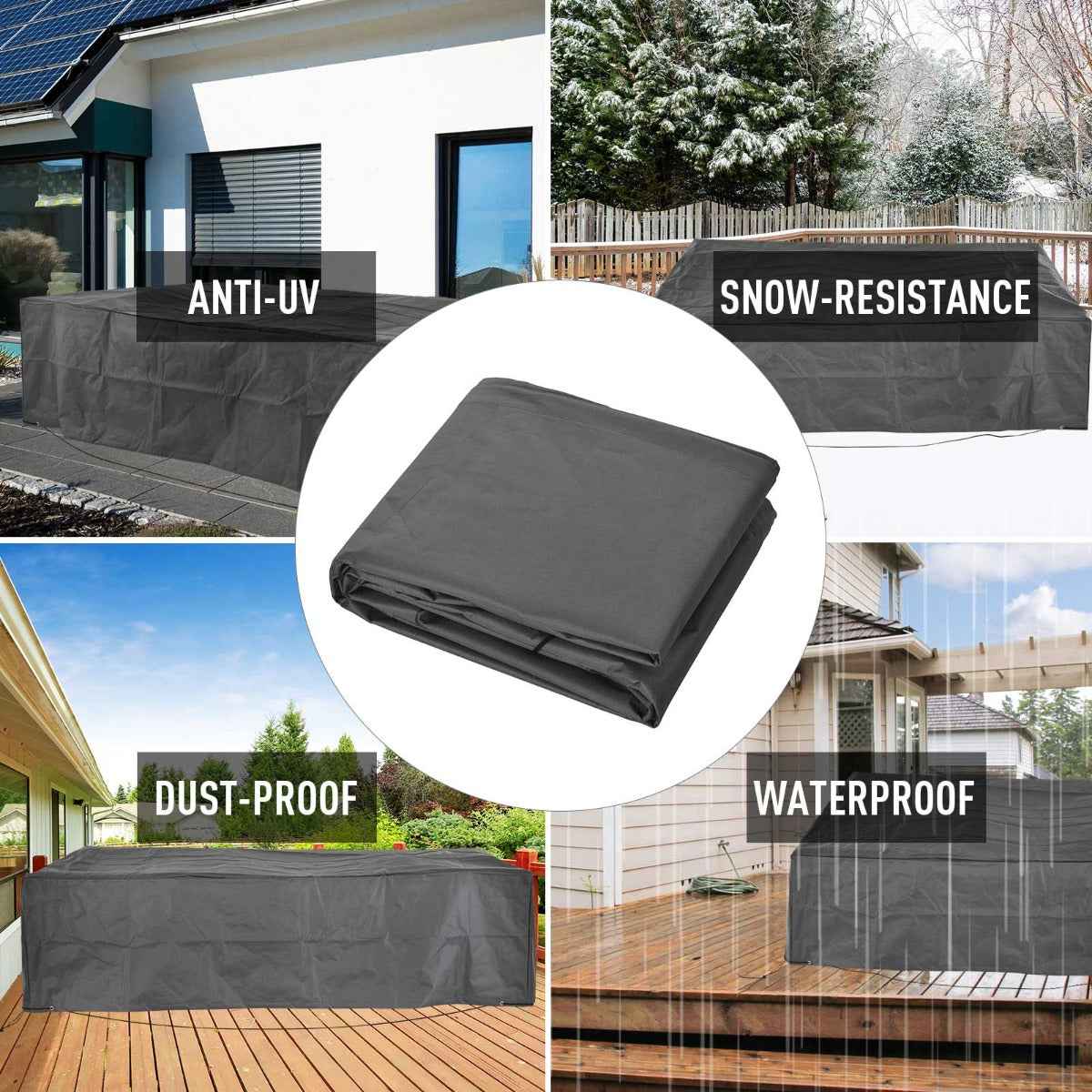Outdoor Sectional Furniture Cover, 96.5 x 65 x 26 In, Gray