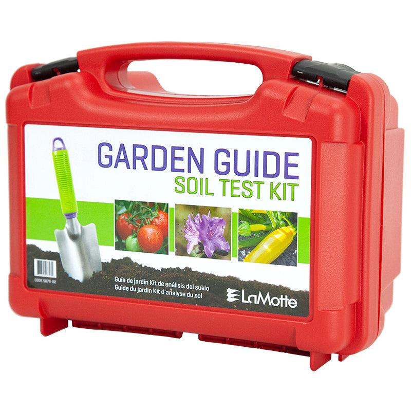 Red garden guide soil test kit with LaMotte branding on a white background