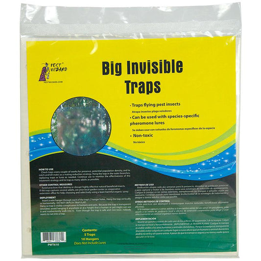 Transparent Sticky Insect Traps, 12 x 12 In, 5-Pack with Hangers