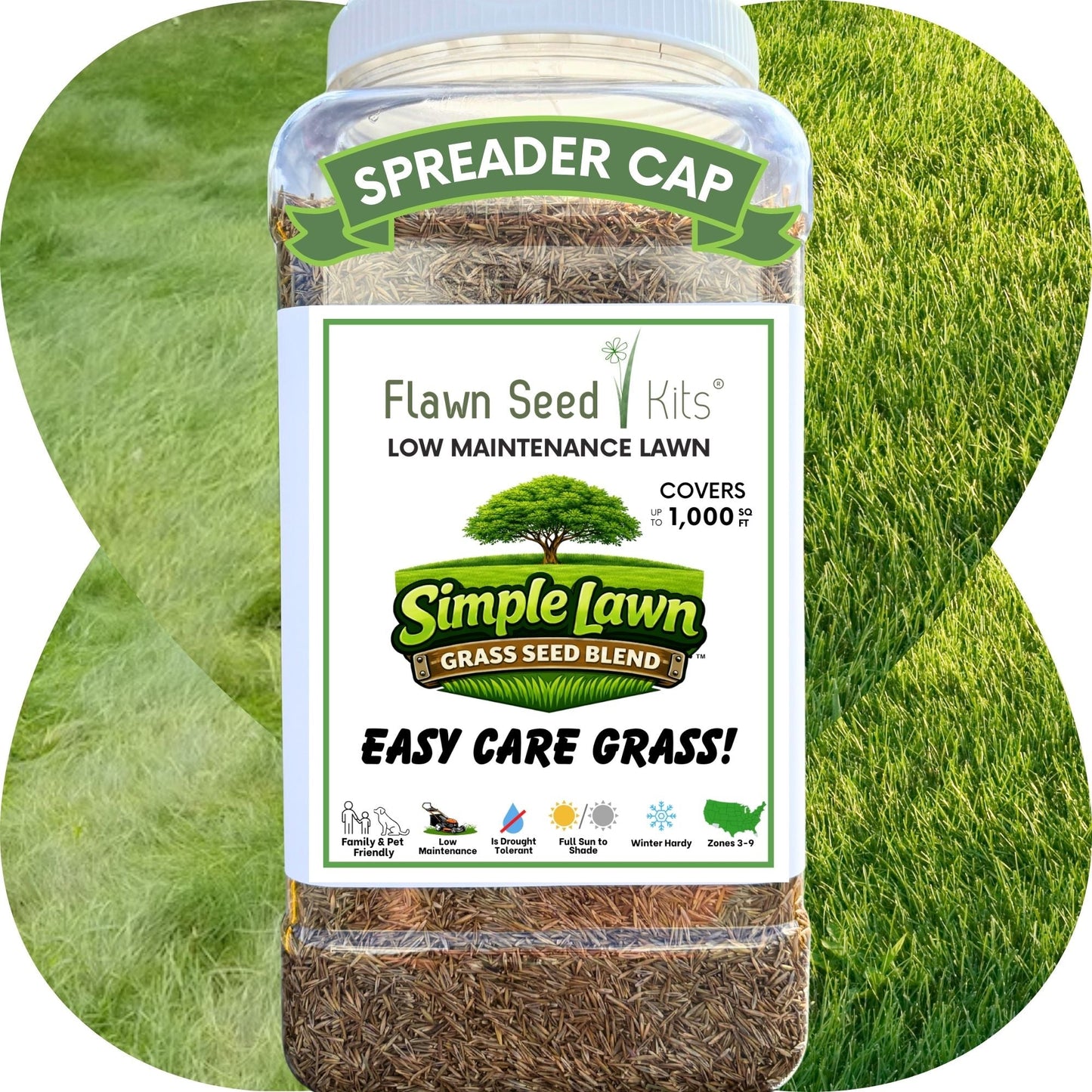 Simple Lawn Low Maintenance Grass Seed Blend – Drought Tolerant, Up to 4,000 Sq Ft