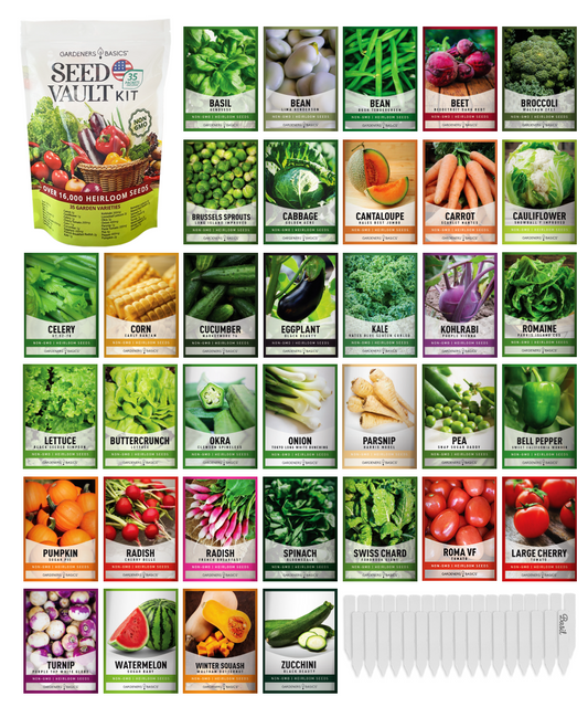 Survival Seed Vault – 16,000+ Non-GMO Heirloom Seeds, 35 Vegetable Varieties