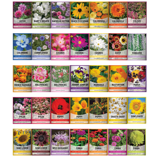 35 Flower Seed Variety Pack – Heirloom, Non-GMO, Pollinator Garden Mix