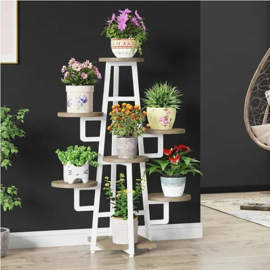 7-Tier Plant Stand with Round Shelves - 43" Tall Multi-Level Display