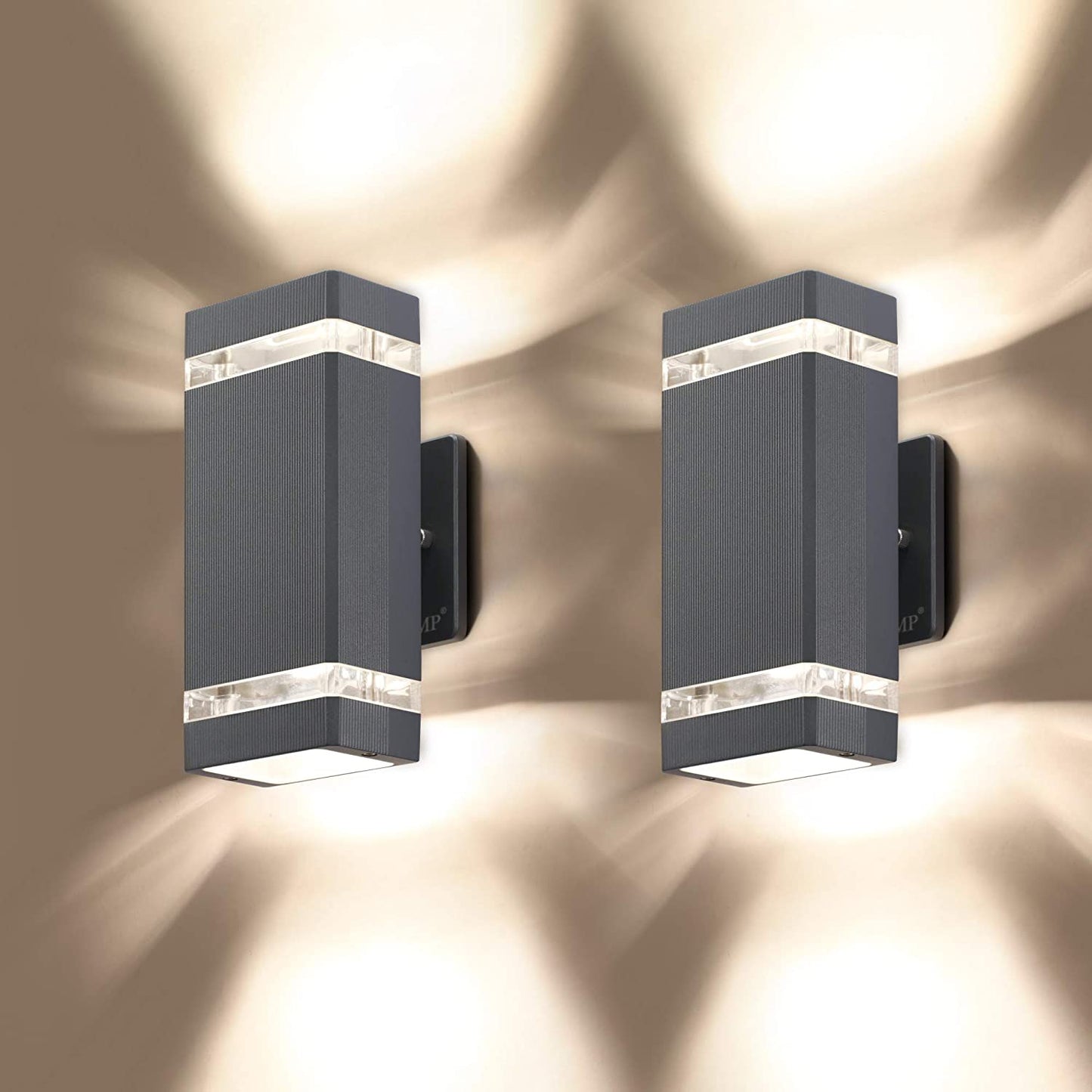 2 Pack LED Square up and down Lights Outdoor Wall Light，Body in Aluminum Waterproof Outdoor Wall Lamps，3000K 5W with Certificate ETL