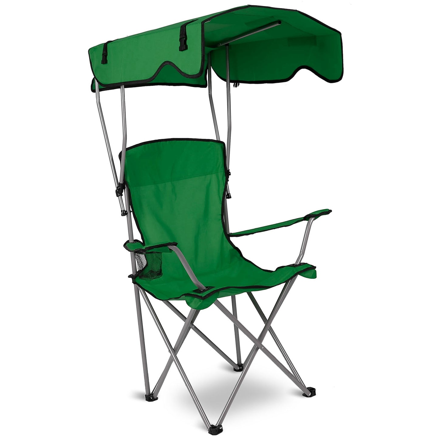 Foldable Camping Chair with Canopy & Cup Holder - 330 lbs Capacity