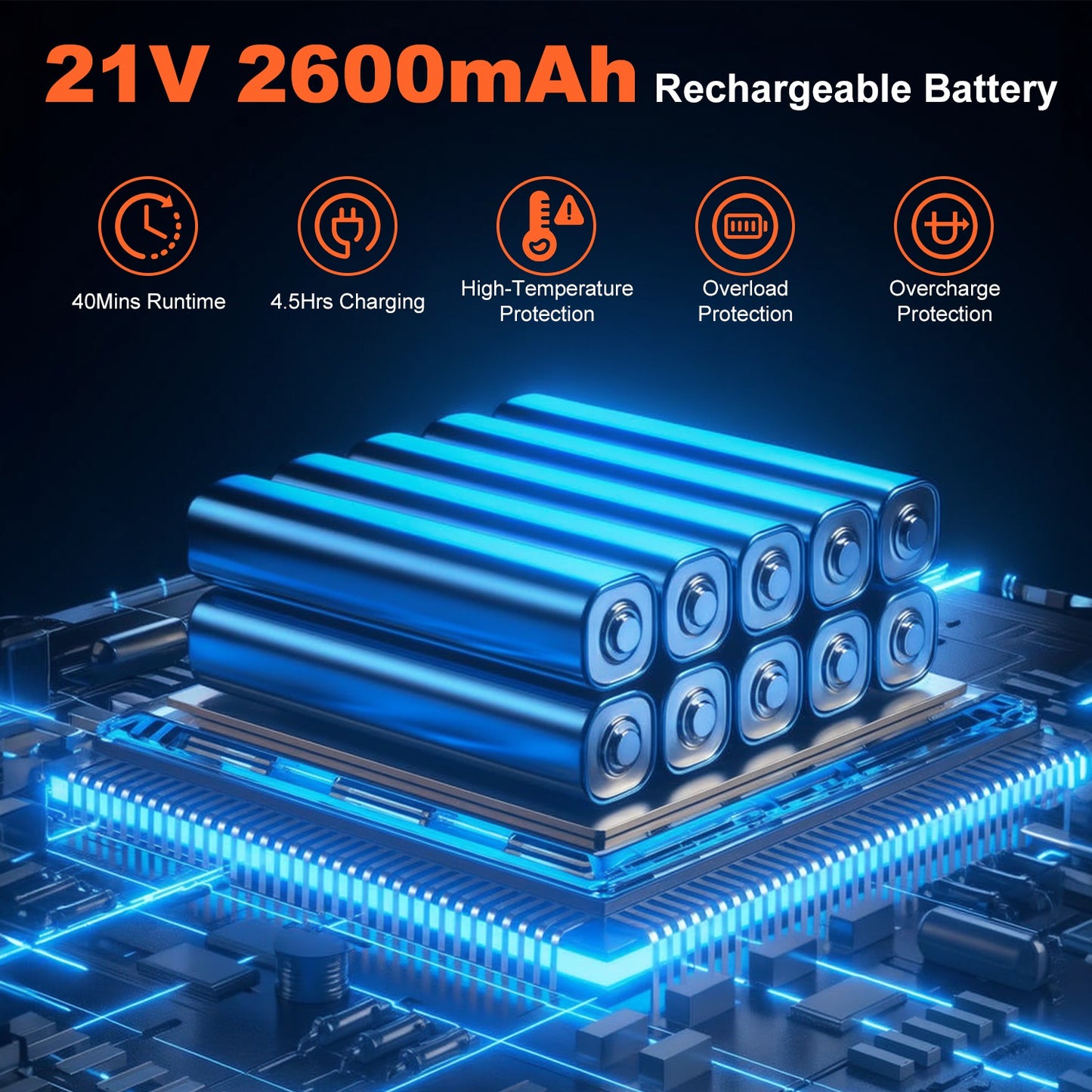 500W Cordless Snow Shovel with Battery, Gloves & Goggles - 21V Foldable