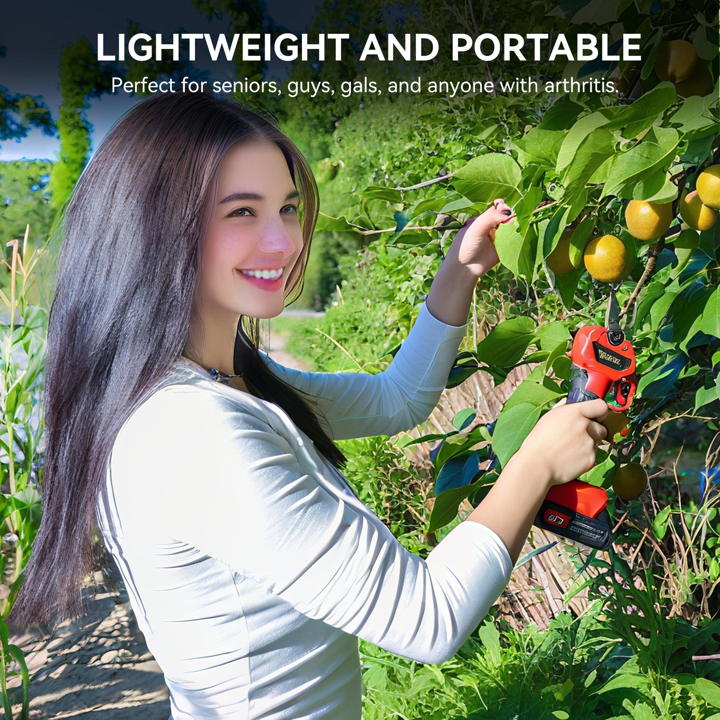 21V Cordless Electric Pruning Shears - 28mm Max Cut with 2 Batteries