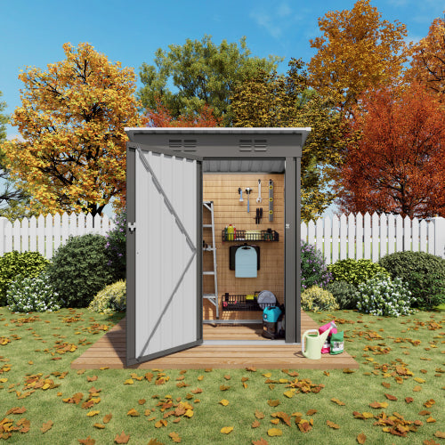 5 x 3 ft Metal Outdoor Storage Shed with Pitched Roof and Lockable Door
