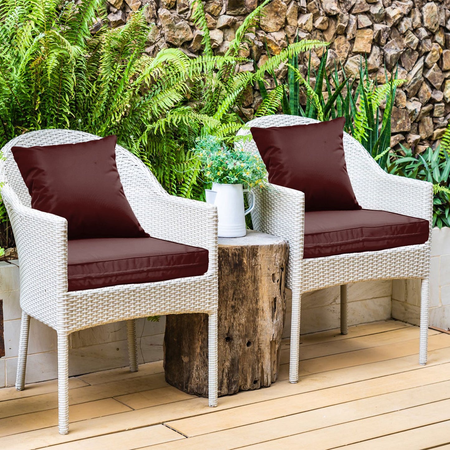 Outdoor Deep Seat Cushion & Back Pillow Set – Waterproof, UV-Resistant, 4 Colors