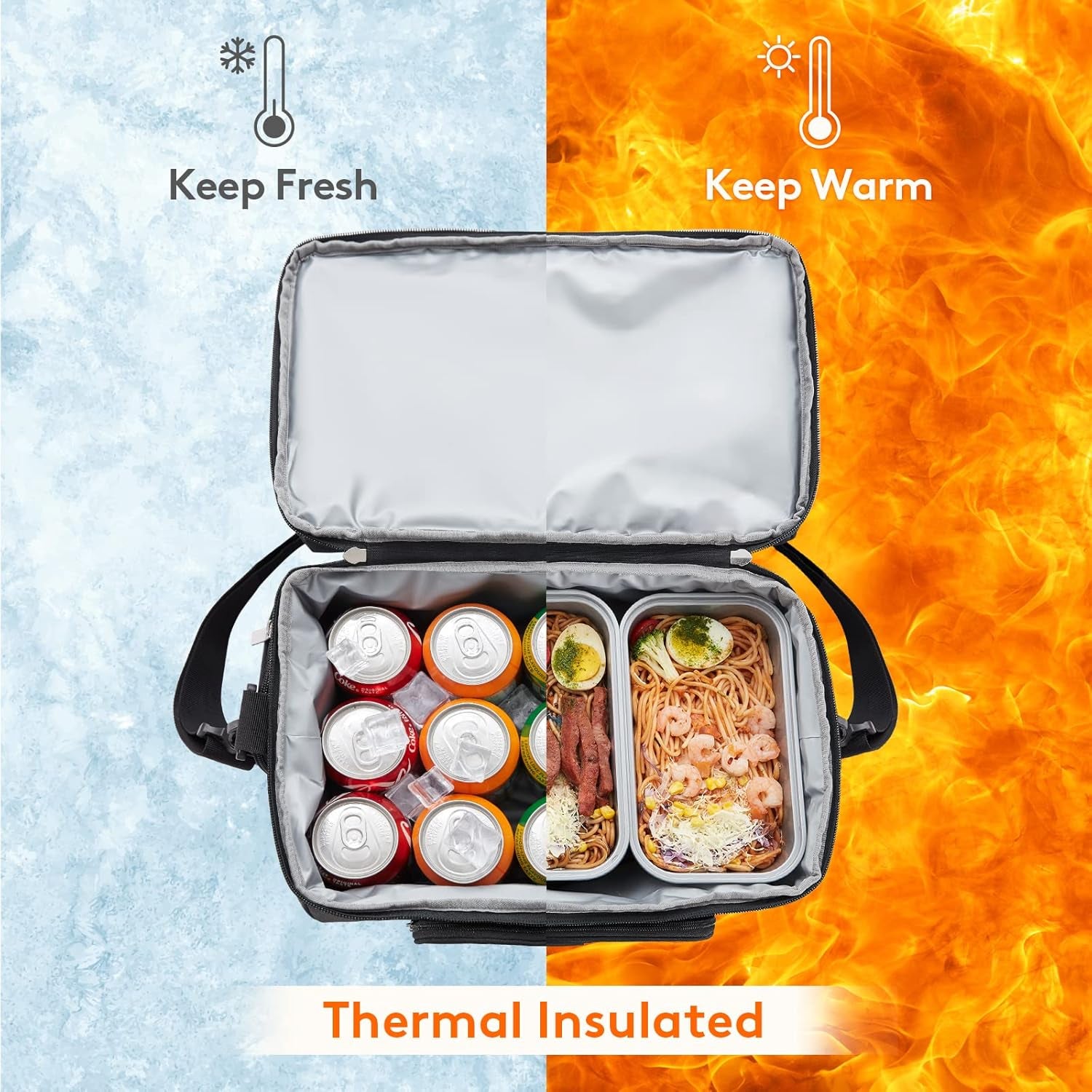 Large Cooler Bag Insulated Lunch Bag Lightweight Portable Cool Bag Double Layer for Picnic, Beach, Work, Trip