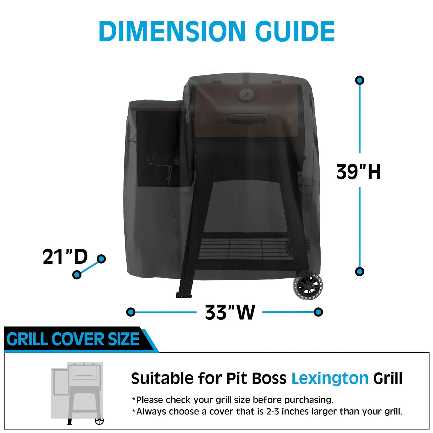 Heavy Duty Waterproof Wood Pellet Grill Cover Compatible with Pit Boss Lexington, 700FB, All Weather Protection Outdoor BBQ Cover