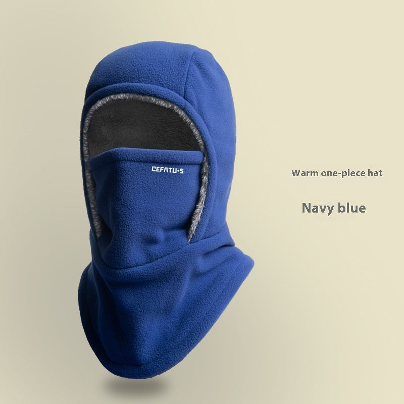 Winter Fleece Hooded Scarf with Face Mask - Windproof Thermal Neck Warmer