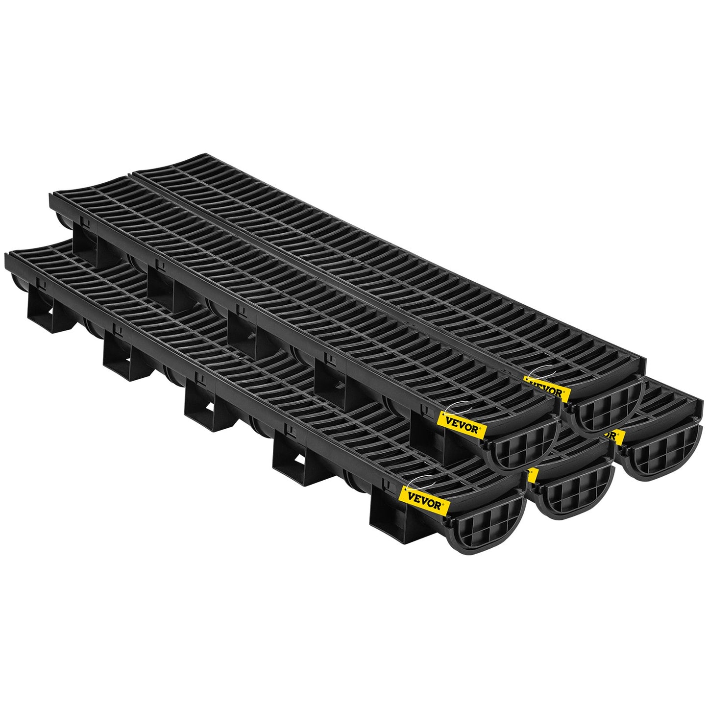 VEVOR 39.4" Trench Drain System with Grate - 5 Pack Driveway Channel Drain