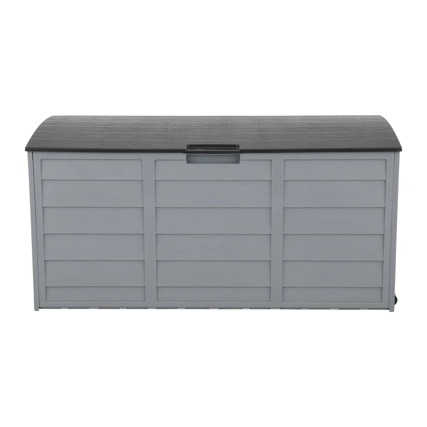 75 Gallon Plastic Yard Storage Box with 2 Wheels & Lockable Seat, Outdoor Storage Deck Box Chest for Backyard, Porch, Patio, Garden, All-Weather Storage Container for Tools, Toys, Brown