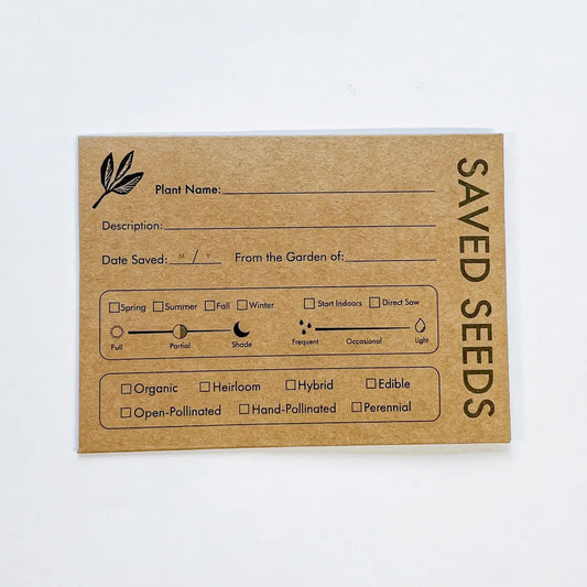 Kraft Paper Seed Saving Envelopes Set of 6 – Resealable with Record-Keeping Fields