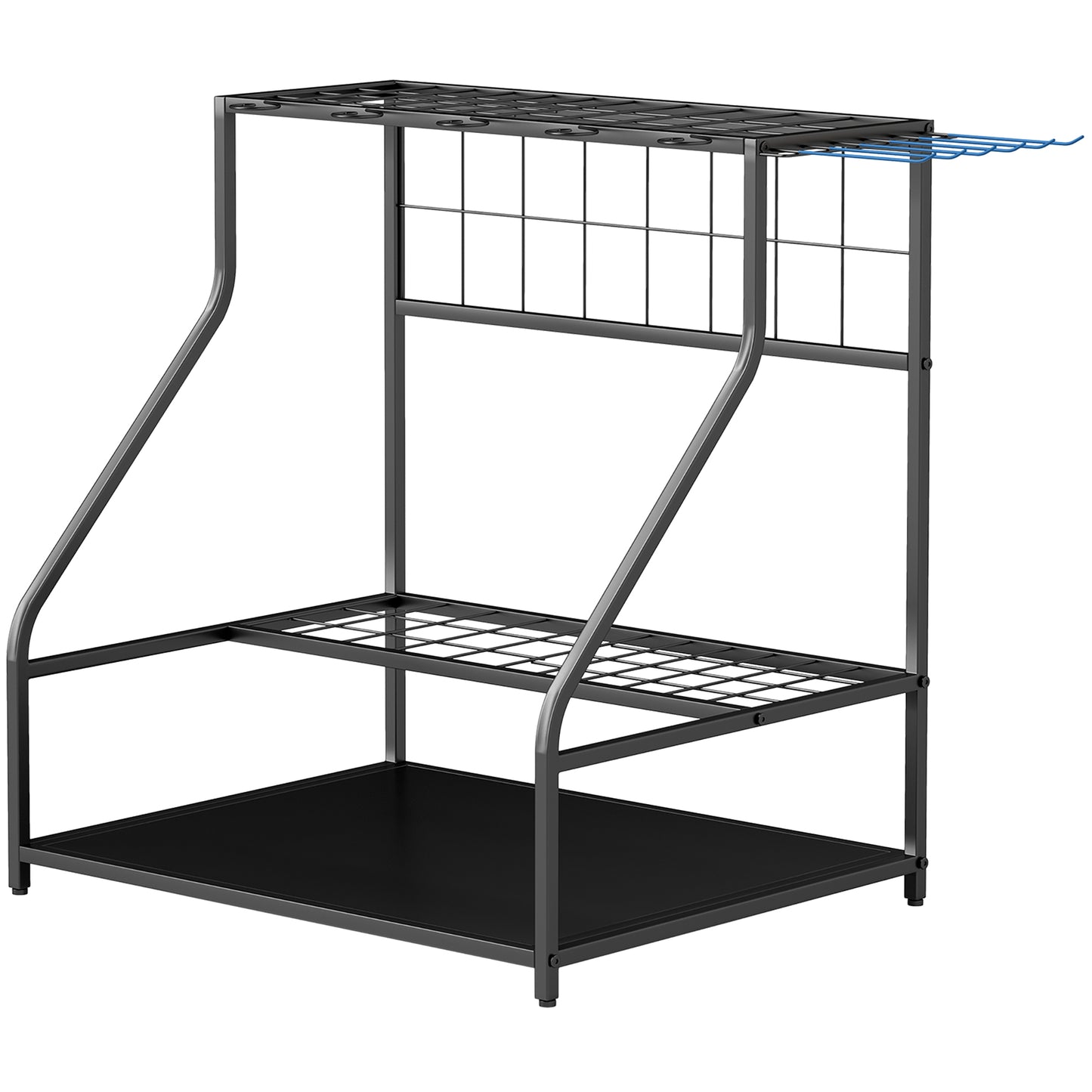 3-Tier Garden Tool Organizer Rack – Holds 20+ Tools with Hooks & Shelves