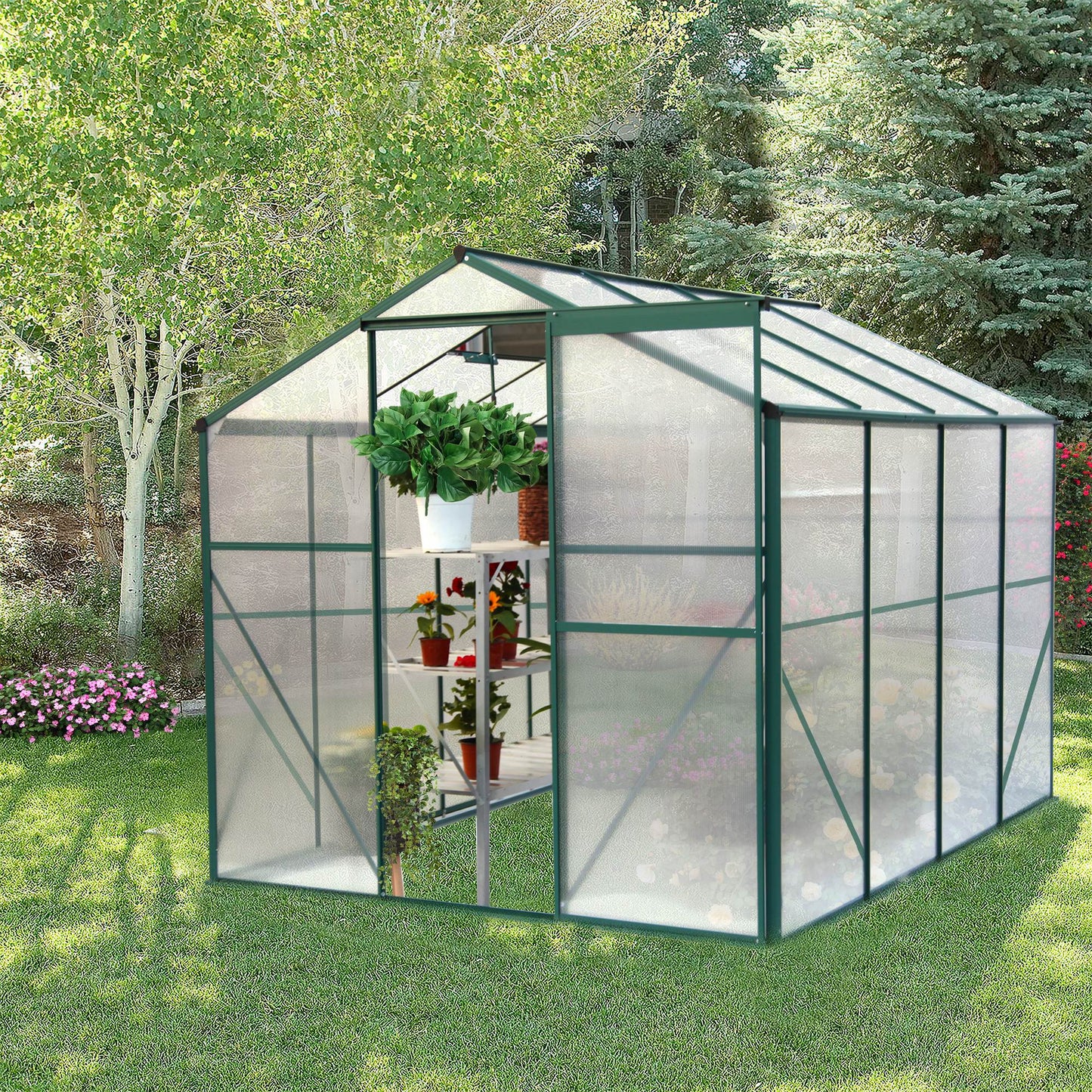 6x8 Ft Polycarbonate Greenhouse - Heavy Duty Walk-In Garden Greenhouse