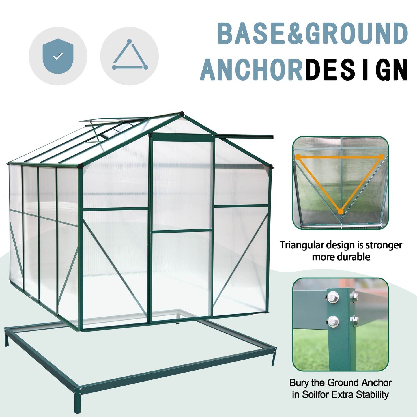 6x8 Ft Polycarbonate Greenhouse - Heavy Duty Walk-In Garden Greenhouse