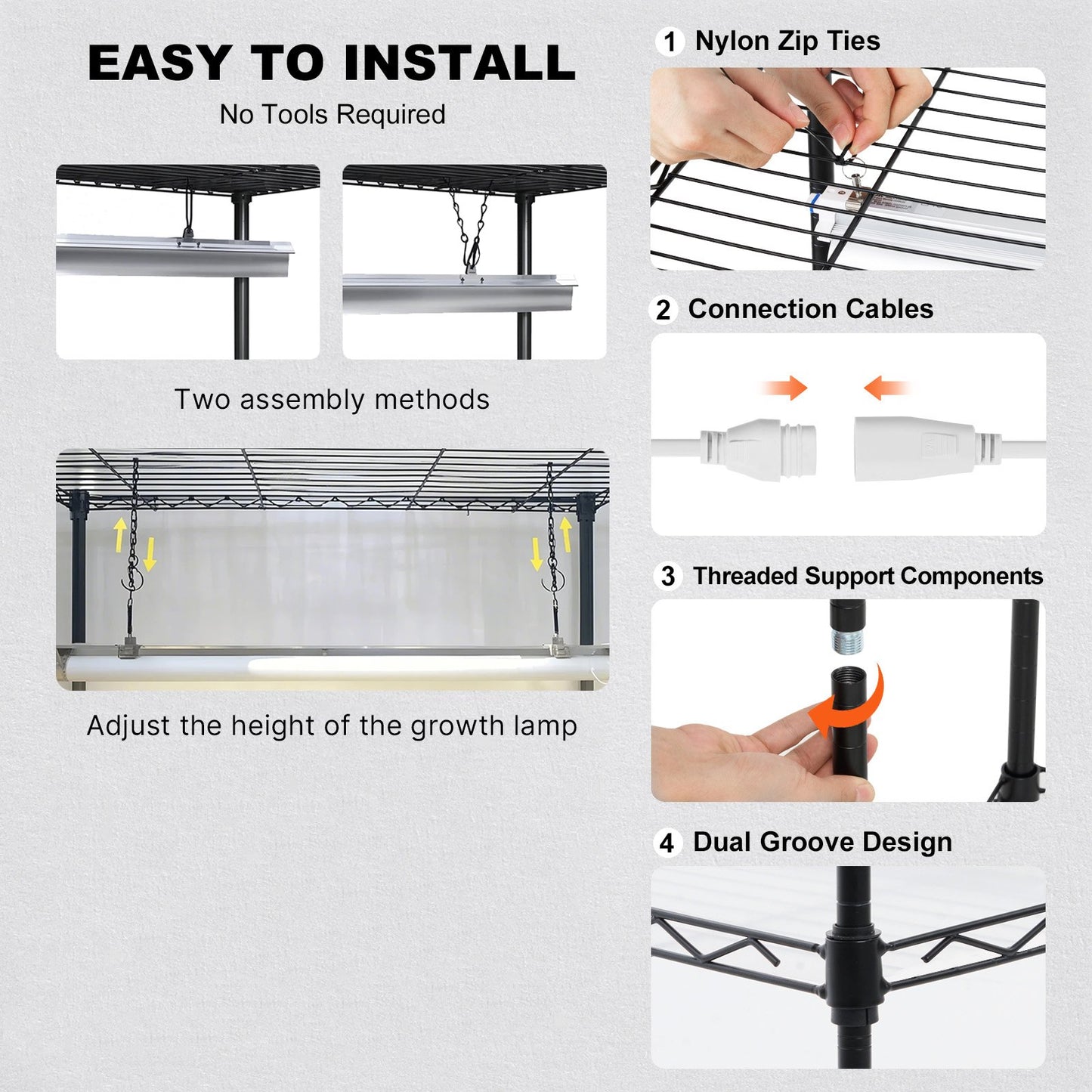 4-Tier Indoor Plant Stand with Full Spectrum Grow Lights