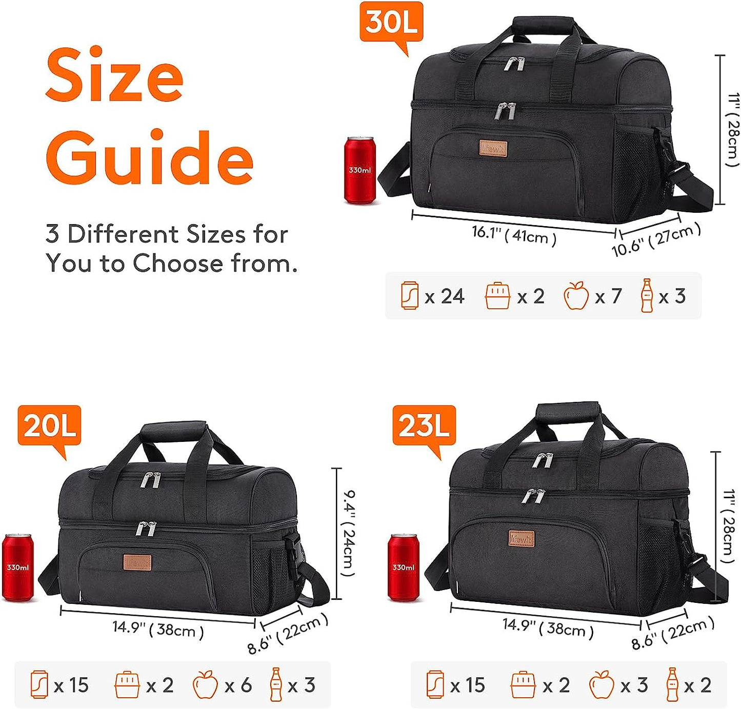 Large Cooler Bag Insulated Lunch Bag Lightweight Portable Cool Bag Double Layer for Picnic, Beach, Work, Trip