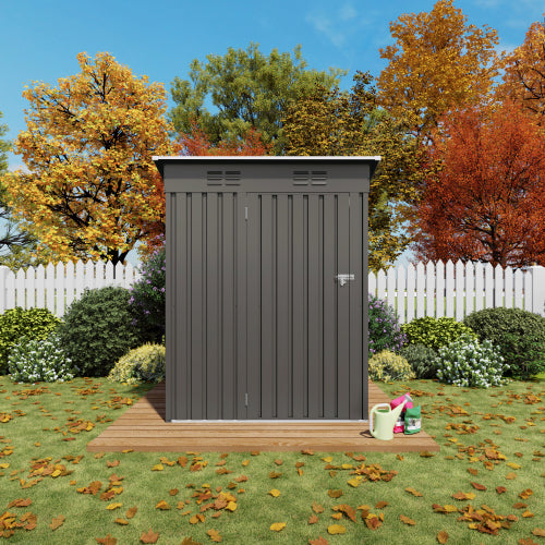5 x 3 ft Metal Outdoor Storage Shed with Pitched Roof and Lockable Door