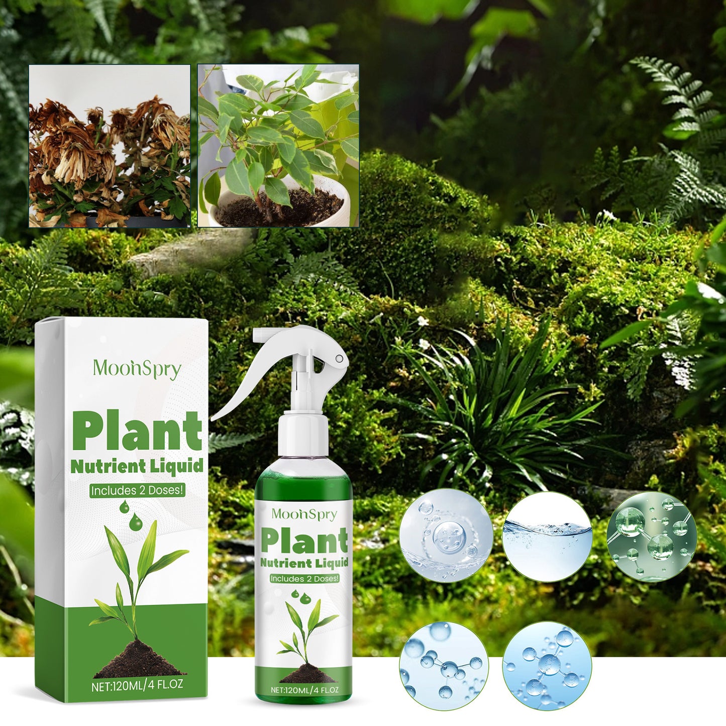 MoonSpry Plant Nutrient Liquid Spray - All-Purpose Indoor & Outdoor Fertilizer