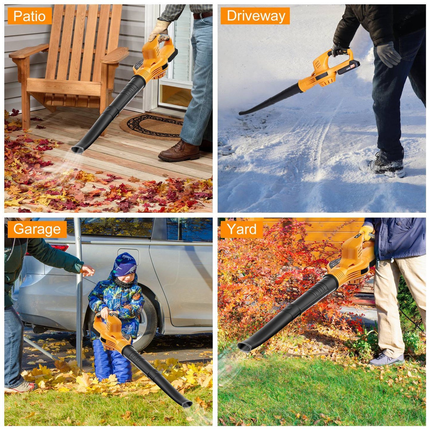 Cordless Leaf Blower 124MPH with 2x 18V Batteries – Makita Compatible