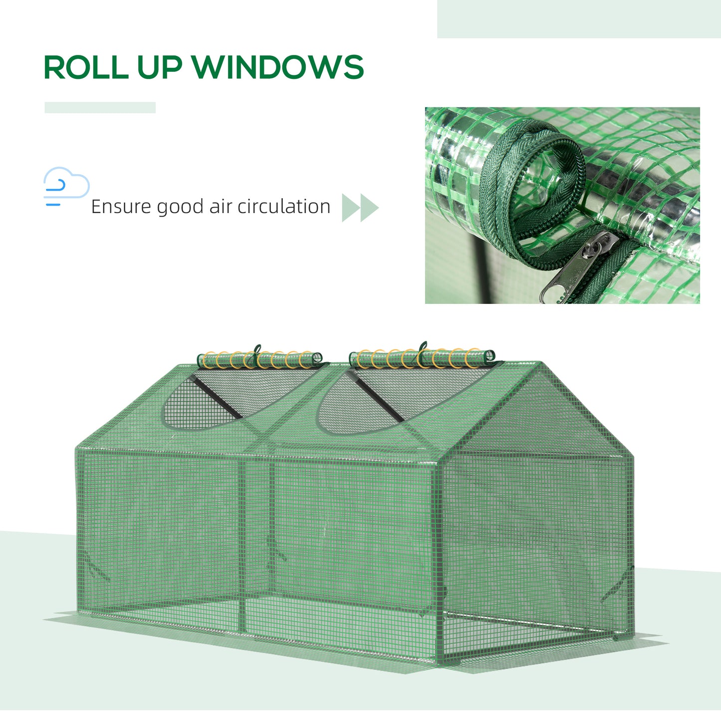 Portable Mini Greenhouse with PE Cover & Zippered Windows