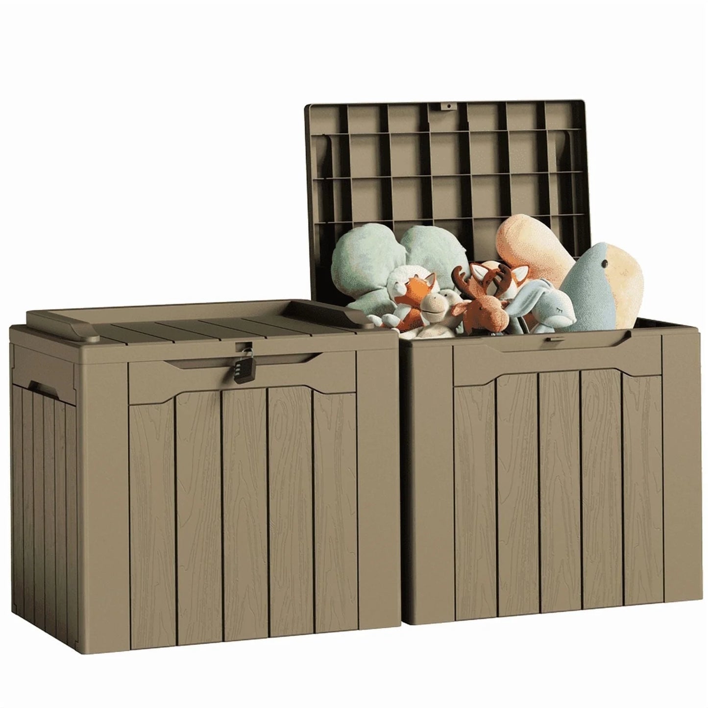 31 Gallon Outdoor Deck Box in Resin with Seat, Black