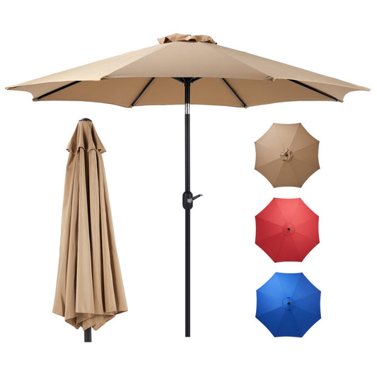 9 ft Outdoor Patio Umbrella with Push Button Tilt & Crank – 8 Rib