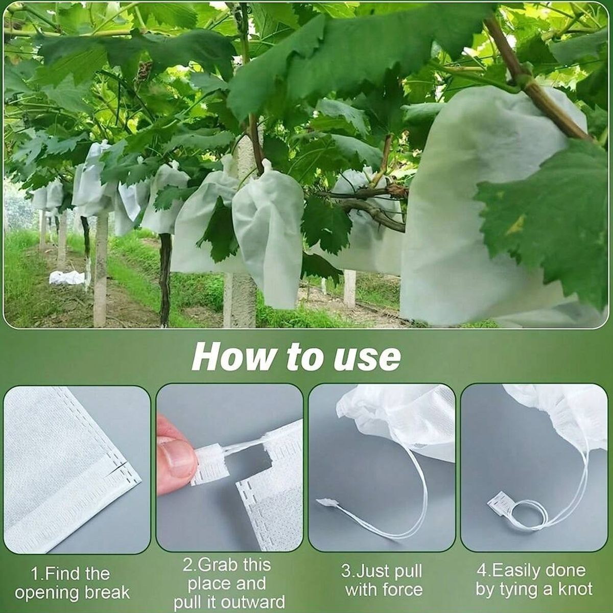 Fruit Protection Bags with Drawstring, Reusable Non-Woven Garden Netting Bags - Rooted Supplies