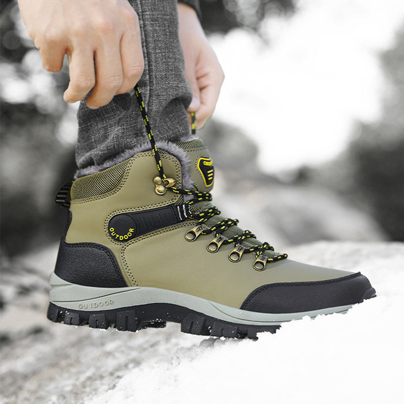 Winter Waterproof Hiking Boots - Insulated Lace-Up Snow Boots