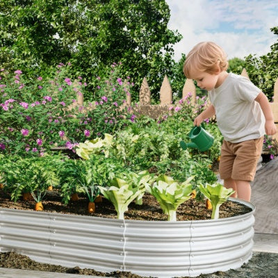 8x4x1ft Galvanized Metal Raised Garden Bed - Heavy-Duty Planter for Vegetables & Flowers