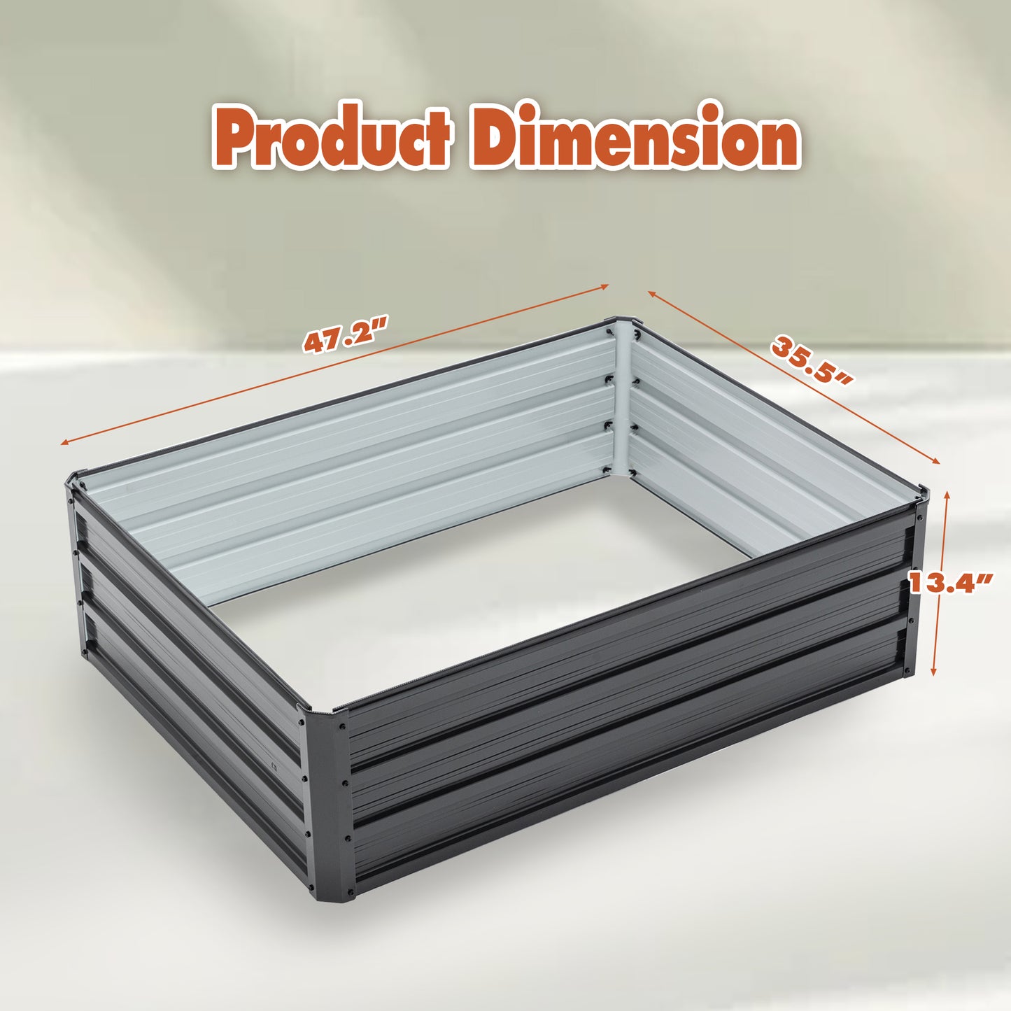 Galvanized Raised Garden Bed Kit - Heavy Duty Metal Planter Bed - Black