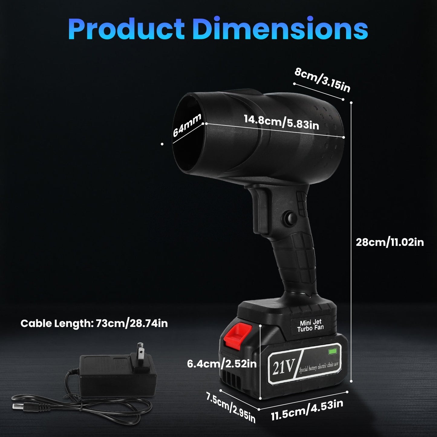 130000RPM Mini Cordless Leaf Blower with 2x 3Ah Batteries – Jet Blower