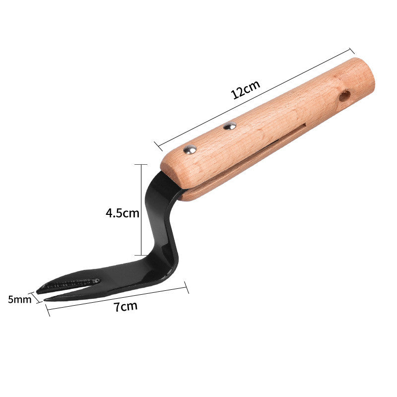 Hand Weeder Cultivator - 3-Prong Garden Tool with Wooden Handle