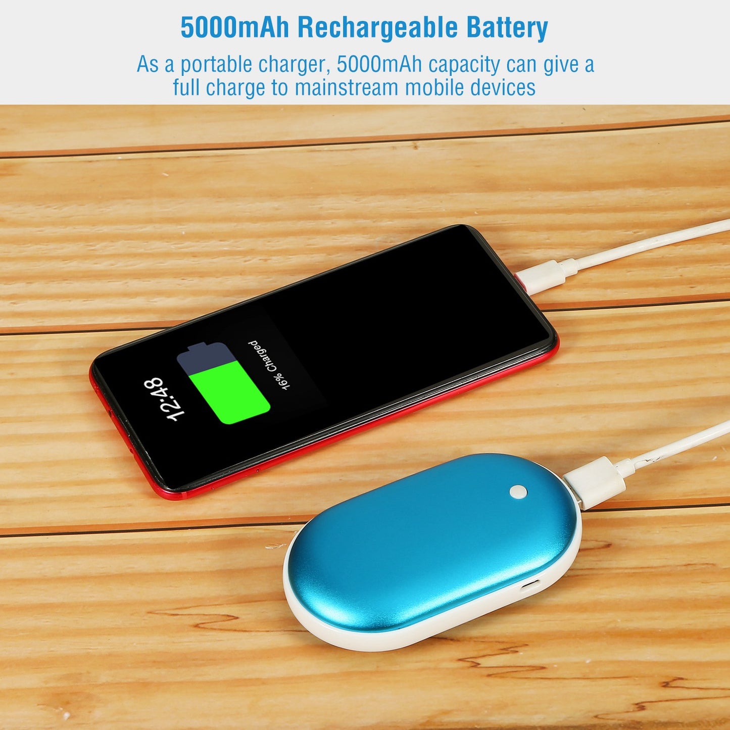 Rechargeable Hand Warmer & 5000mAh Power Bank – Dual-Function Pocket Heater