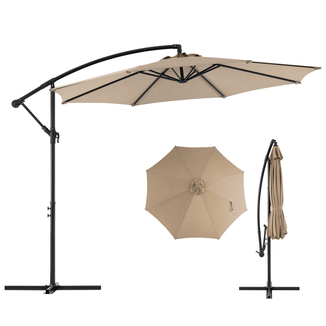 9.8 ft Cantilever Patio Umbrella – UPF 50+, Crank Tilt, Vented Canopy, 73.2 Sq Ft Shade