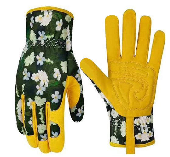 Floral Print Gardening Gloves – Microfiber Grip for Planting & Weeding