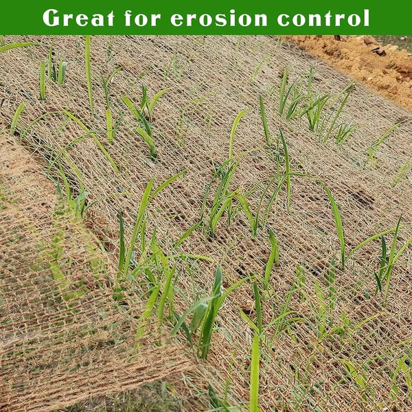 Coconut Fiber Erosion Control Netting for Slopes and Landscaping, 4x60 ft