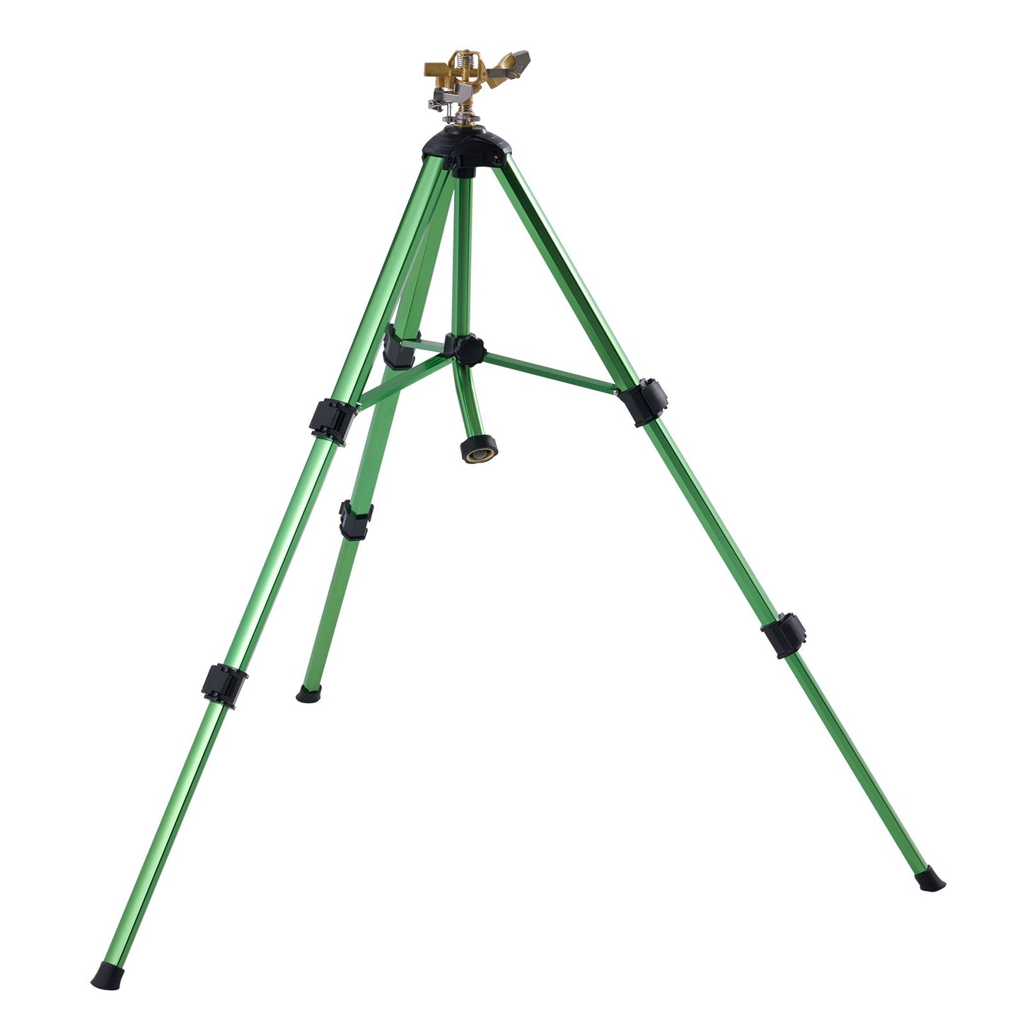 Impact Sprinkler on Tripod Base, Brass Head, 360° Coverage, Adjustable 17–37 in