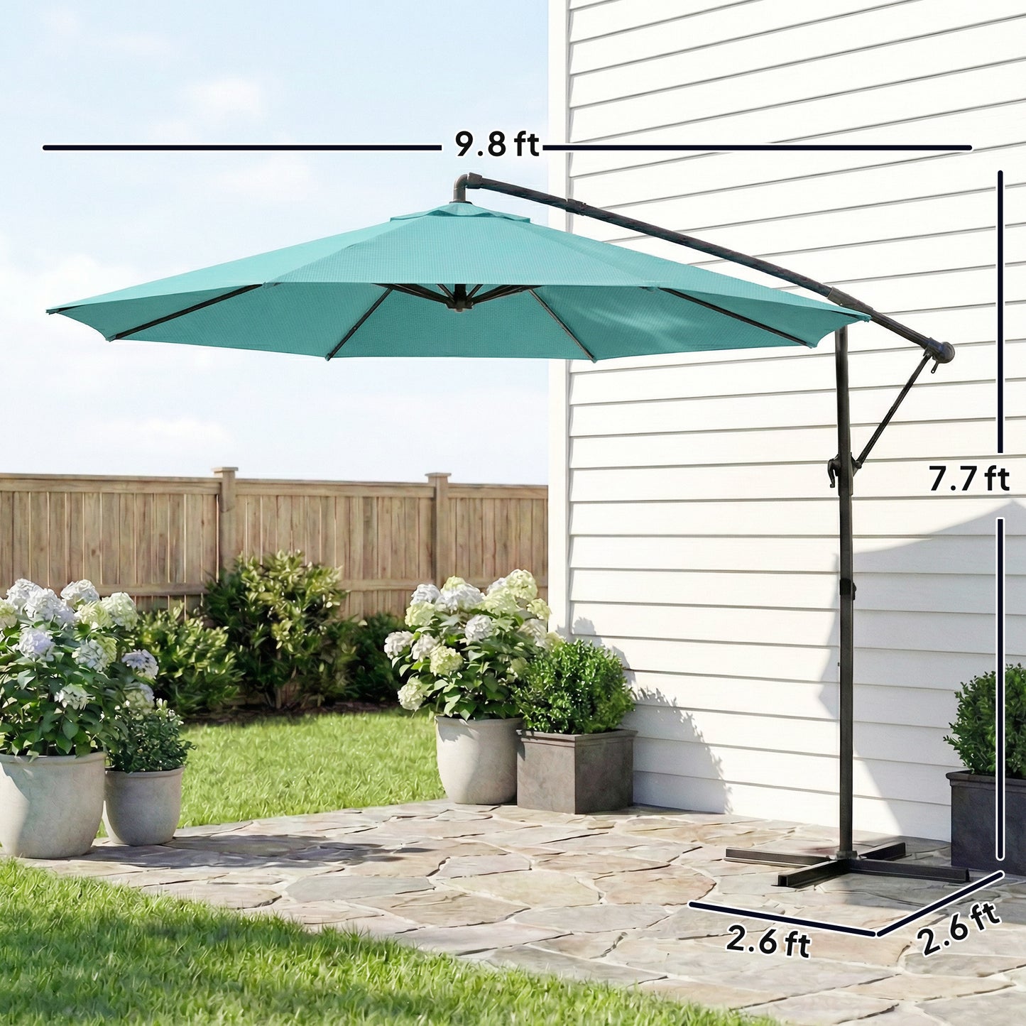 10 ft Sky Blue Offset Cantilever Patio Umbrella – 360° Rotating, Wind Resistant, UPF 30+