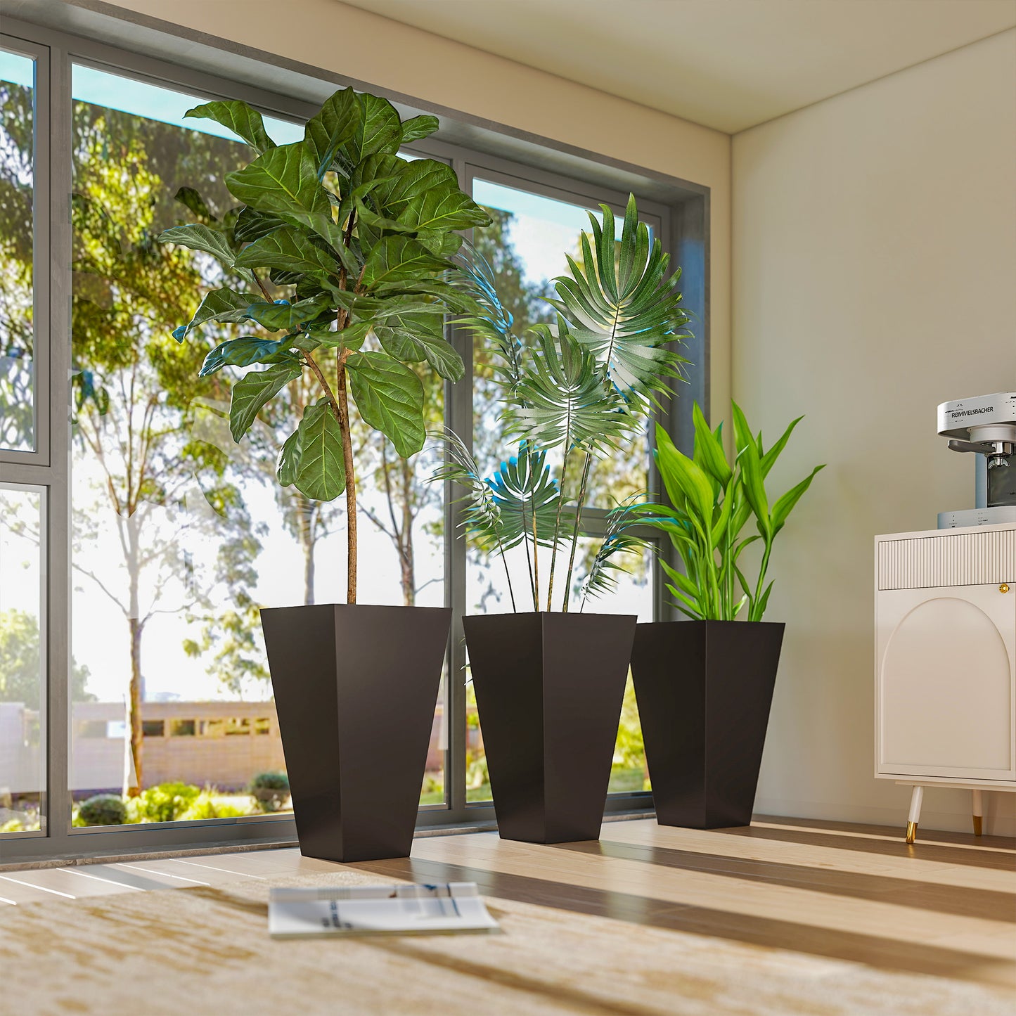 Tall Square Planter Set - Weather-Resistant Indoor/Outdoor Plant Pots