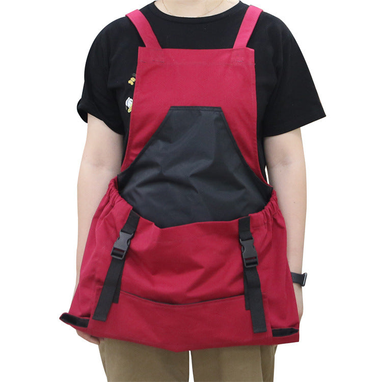 Cotton Canvas Garden Apron with Harvest Pocket, Adjustable