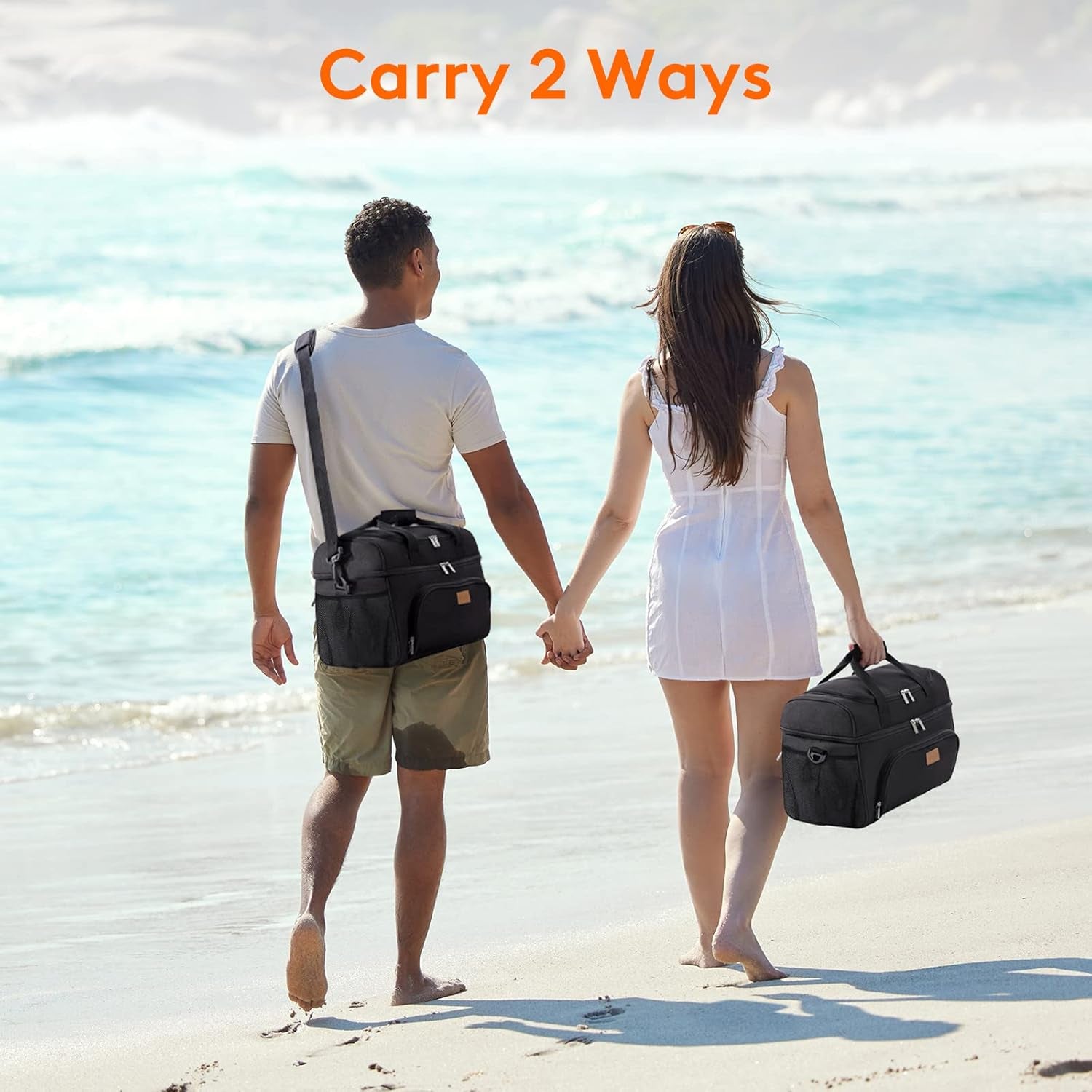 Large Cooler Bag Insulated Lunch Bag Lightweight Portable Cool Bag Double Layer for Picnic, Beach, Work, Trip